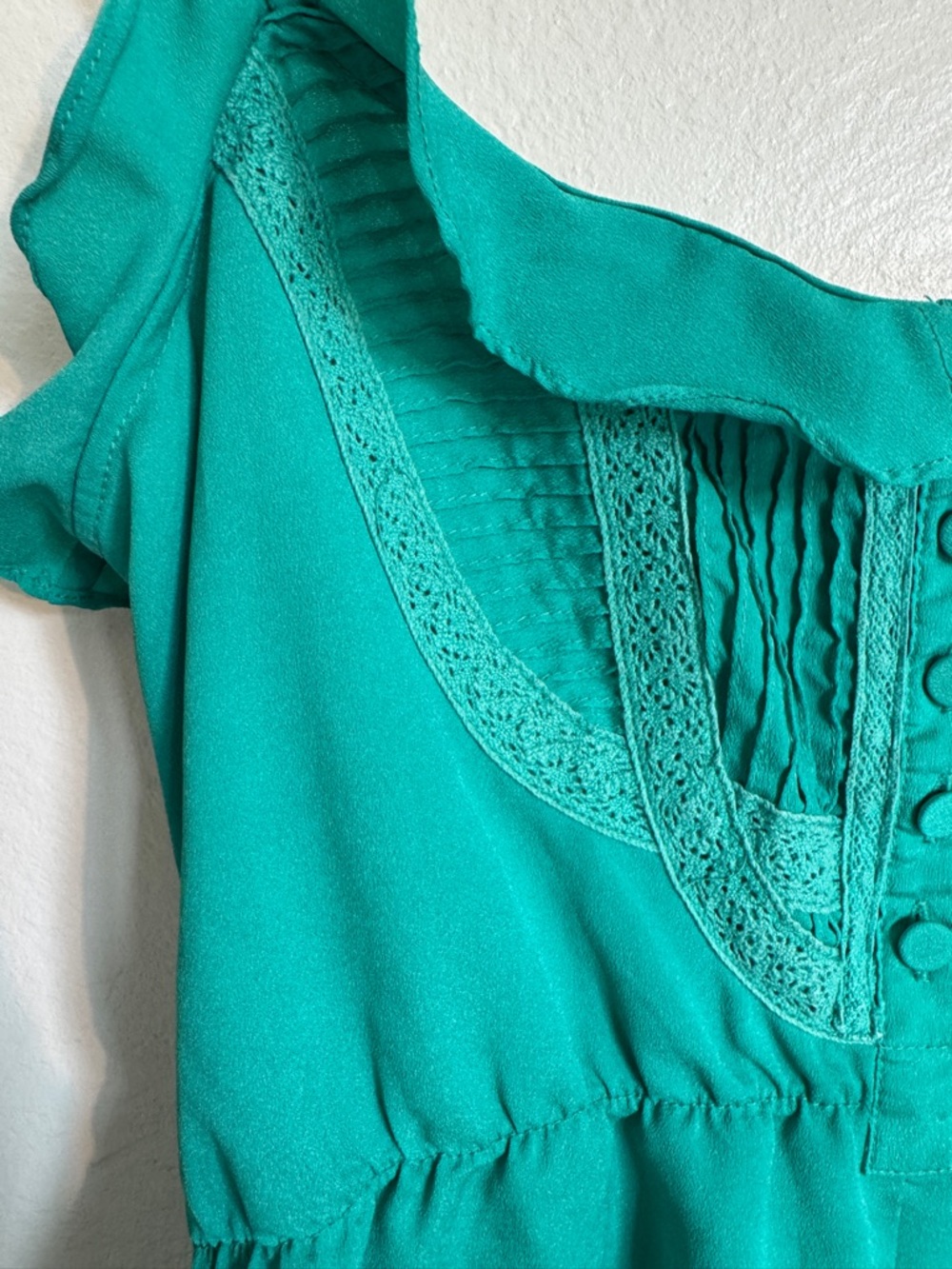 Forever 21 Teal Ruffle Trim Spaghetti Strap Camisole - Picture 7 of 8